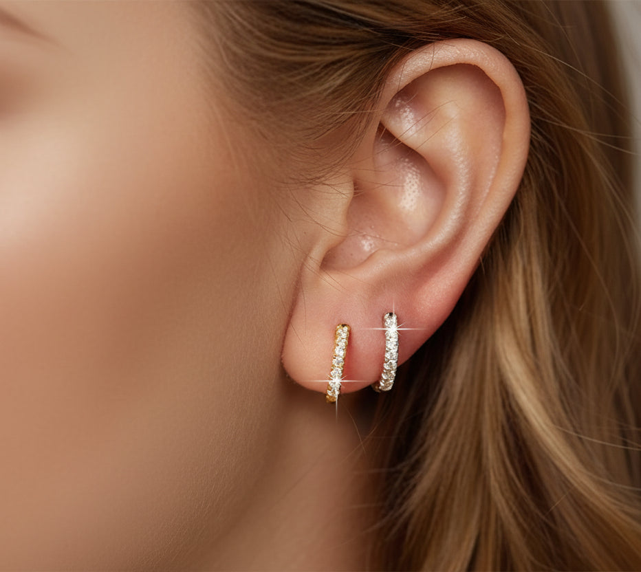 Moissanite Hoop Earrings for Women, 925 Sterling Silver Hypoallergenic Earrings