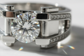 D Color Moissanite Ring S925 Sterling Silver Plated White Gold. Round Cut Moissanite Rings for Men/Women. Luxury  Full Moissanite Ring