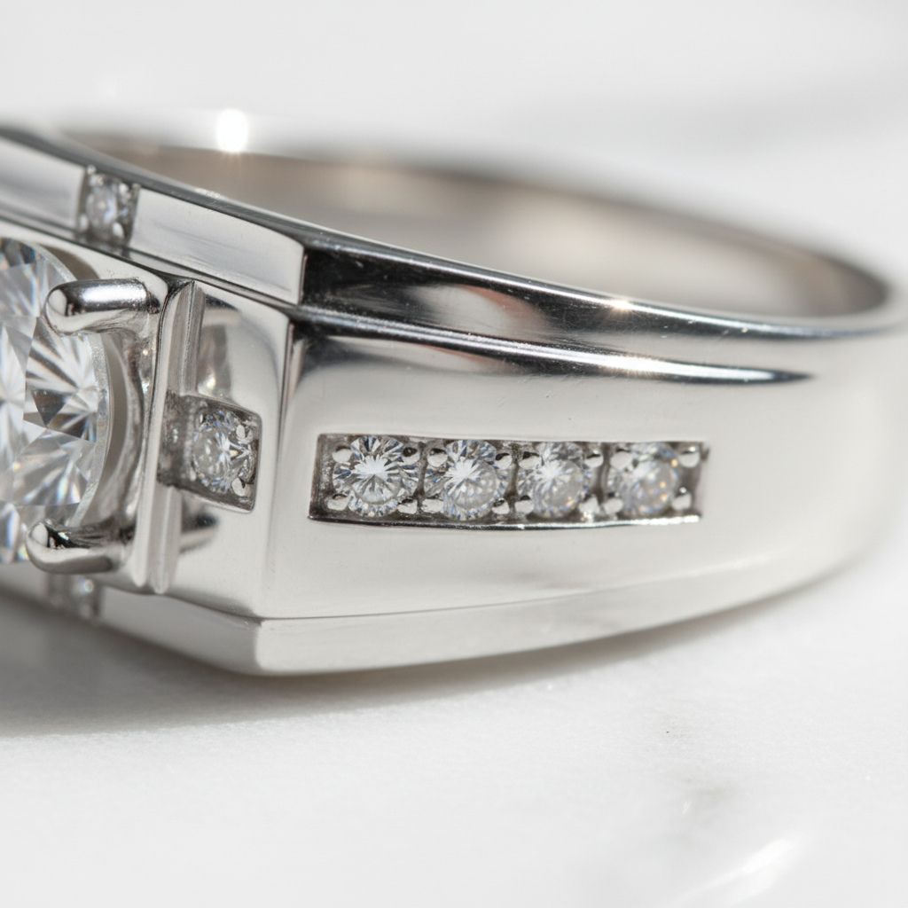 Moissanite Ring 925 Sterling Silver. Classic Round Cut.