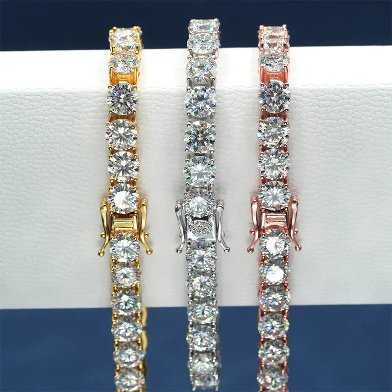 2-3-4-5mm Moissanite Tennis Bracelet S925 Sterling Silver For Women & Men