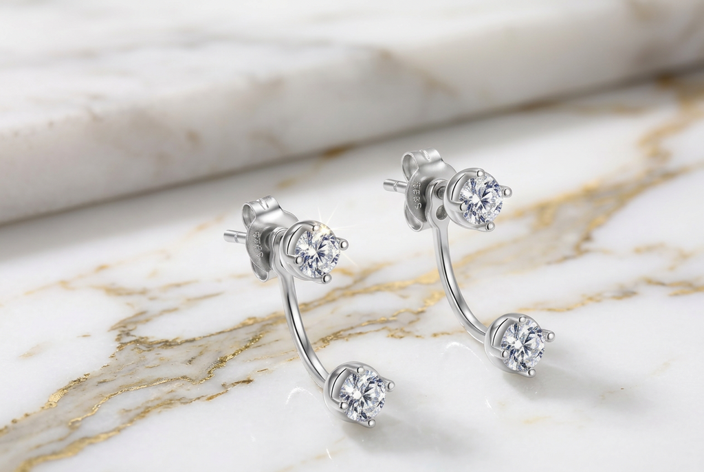 Double Moissanite Stud Earrings