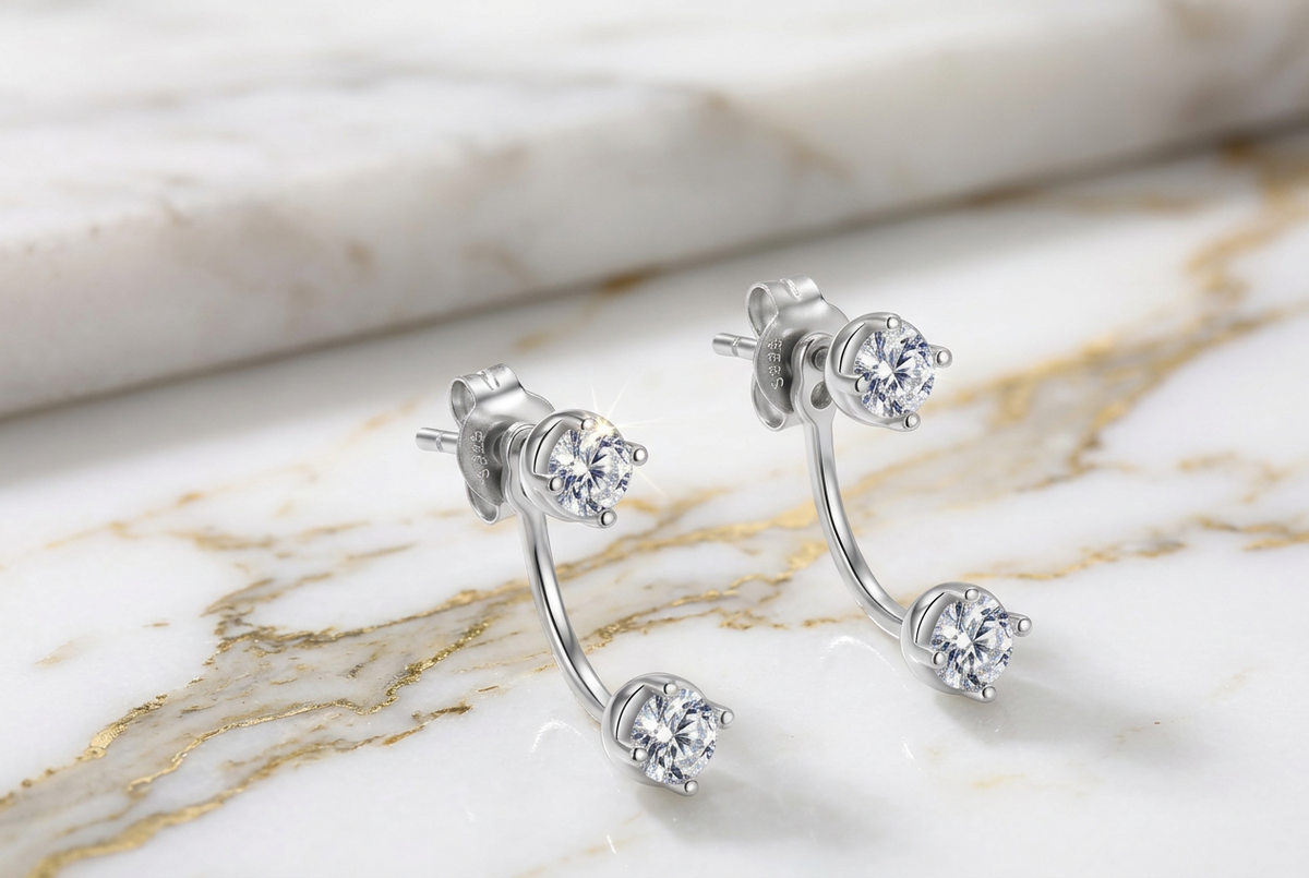 Double Moissanite Stud Earrings