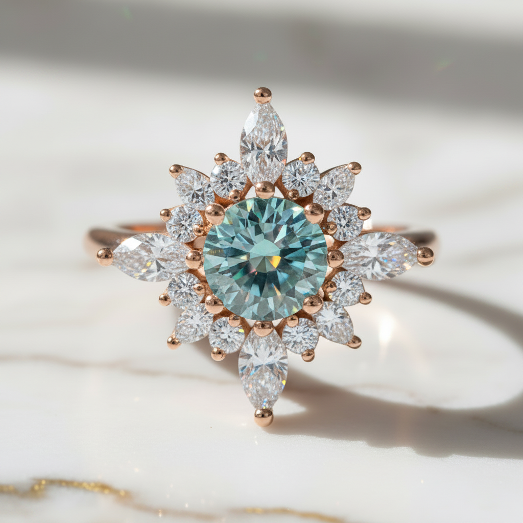 2 Carat Flower Design Moissanite Engagement Ring S925 Sterling Silver