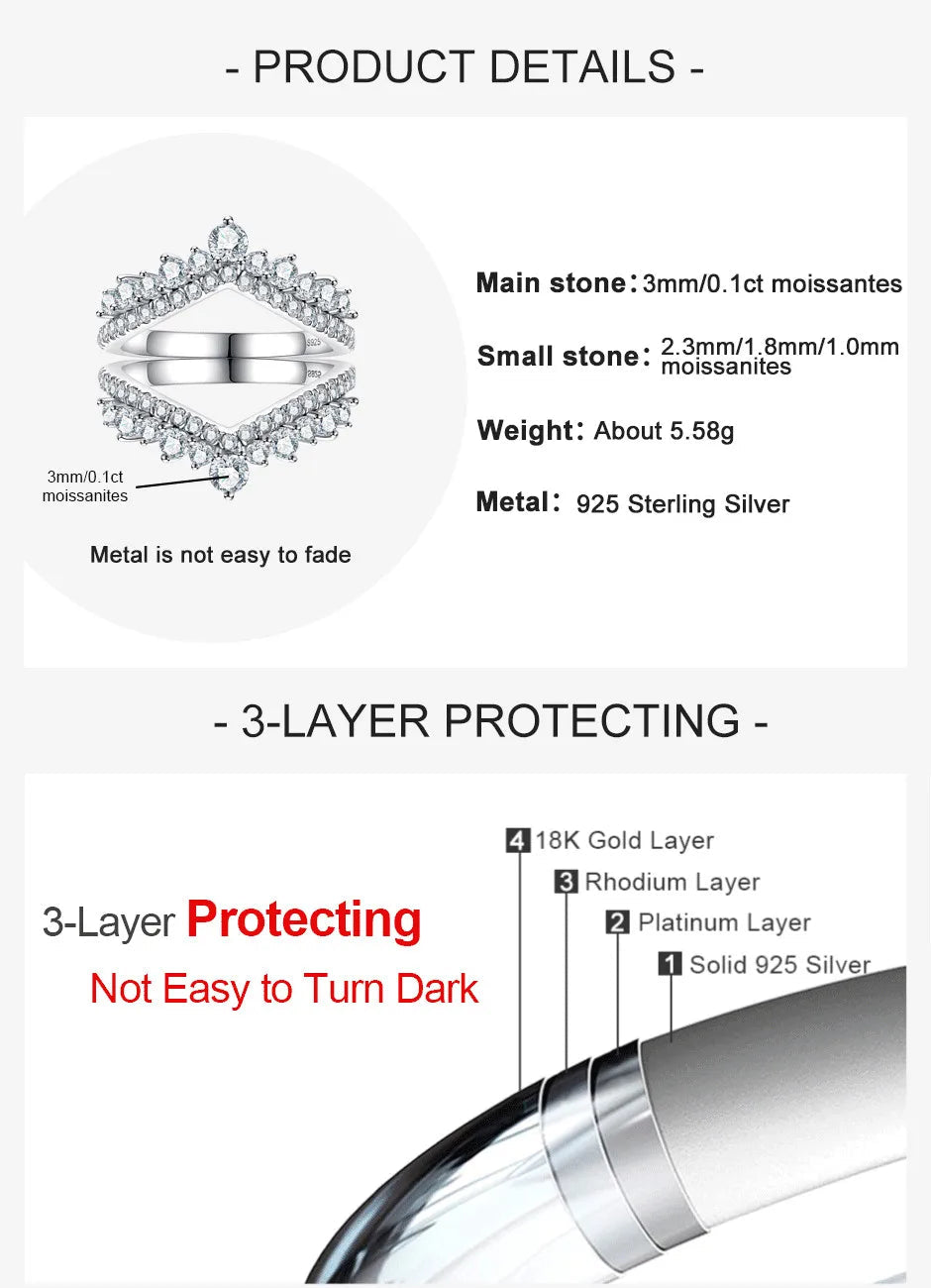 Rings 3mm D Color Moissanite Wedding Bands 18k Gold Plated 925 Sterling Silver. Bridal Ring Set