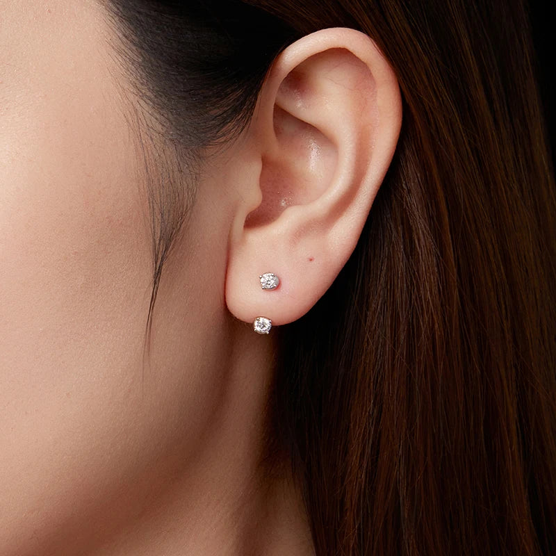 Double Moissanite Stud Earrings