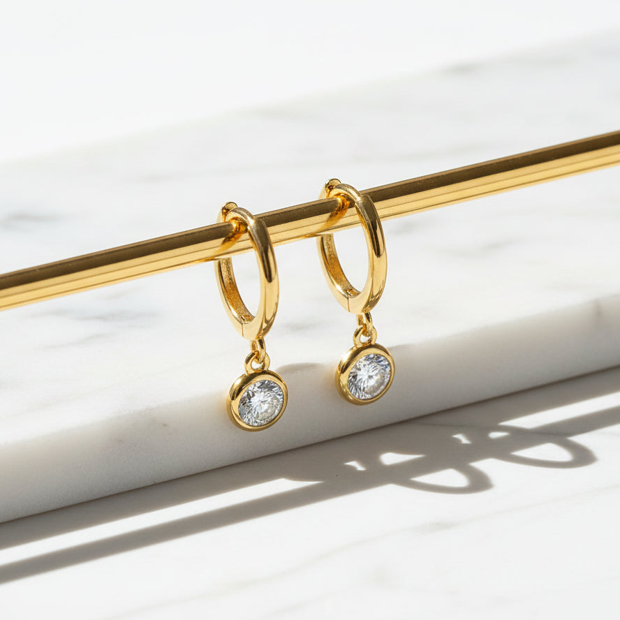 Hoop Earrings S925 Sterling Silver Plated  Gold 18Cts