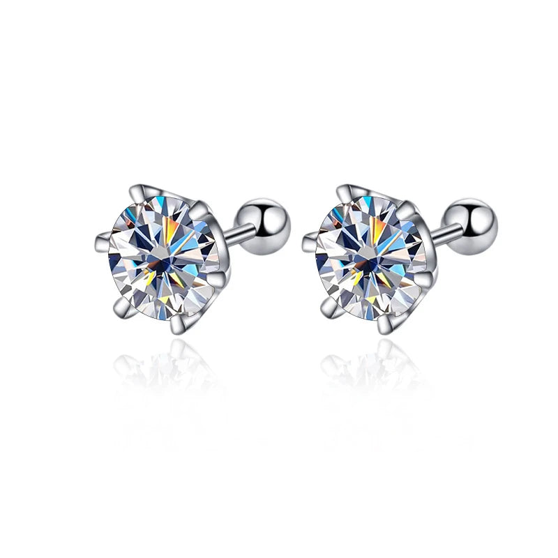 Moissanite Screw Stud Earrings S925 Sterling Silver