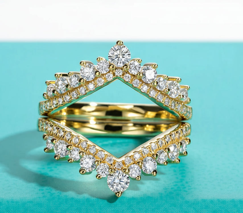 Rings 3mm D Color Moissanite Wedding Bands 18k Gold Plated 925 Sterling Silver. Bridal Ring Set