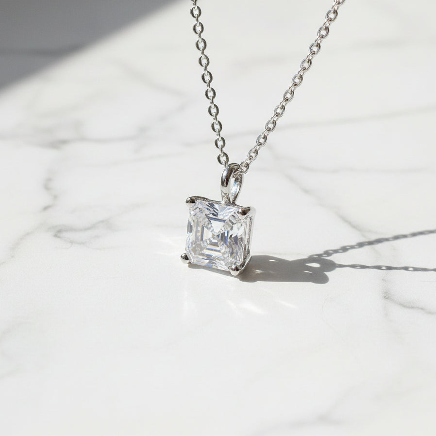 1-2-3ct Classic Moissanite Necklace For Women S925 Silver Plated 18Crts Gold D Color VVS1