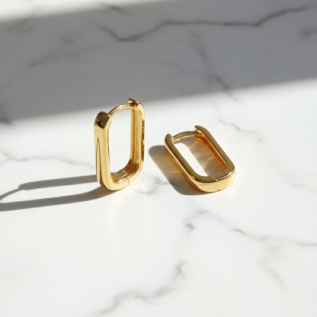 Hoop Earrings S925 Sterling Silver Plated  Gold 18Cts