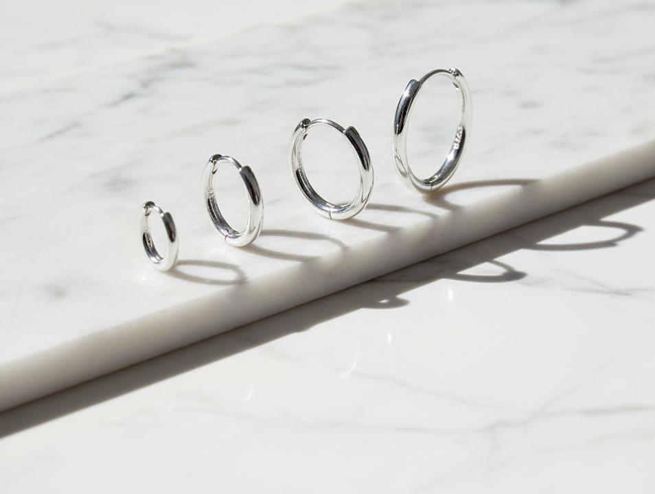 Minimalist Huggie Hoop Earrings, 18K Gold Plated