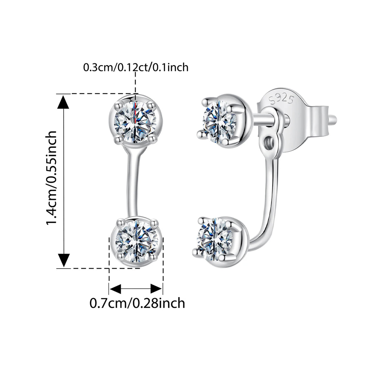 Double Moissanite Stud Earrings