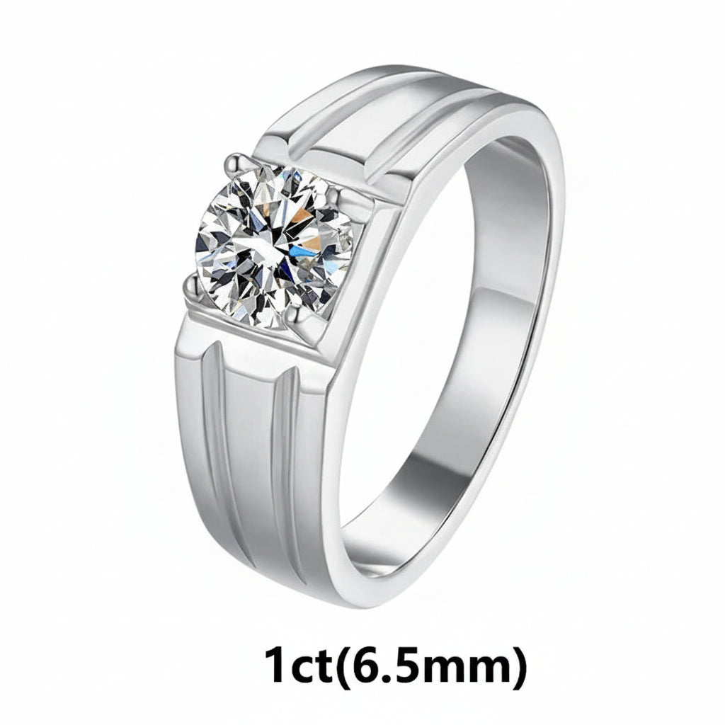 Moissanite Ring 925 Sterling Silver. Classic Round Cut.