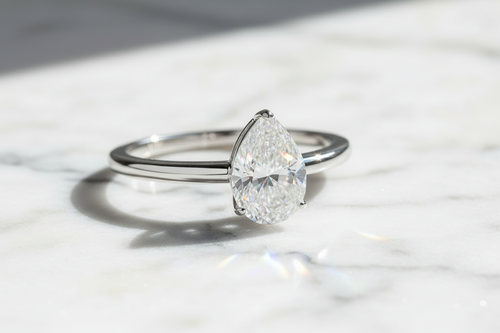 1 Carat Moissanite Pear Cut Engagement Ring 925 Sterling  Silver