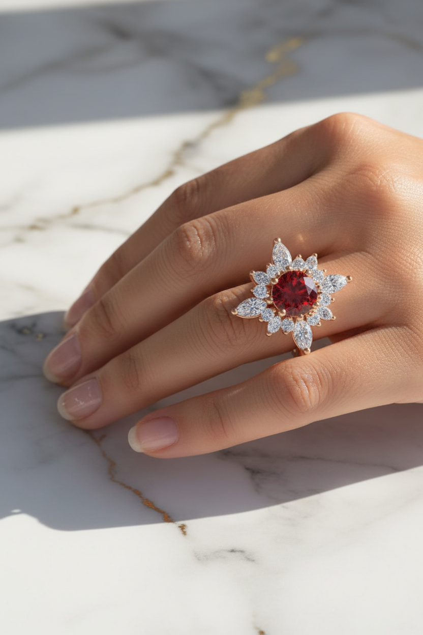 2 Carat Flower Design Moissanite Engagement Ring S925 Sterling Silver
