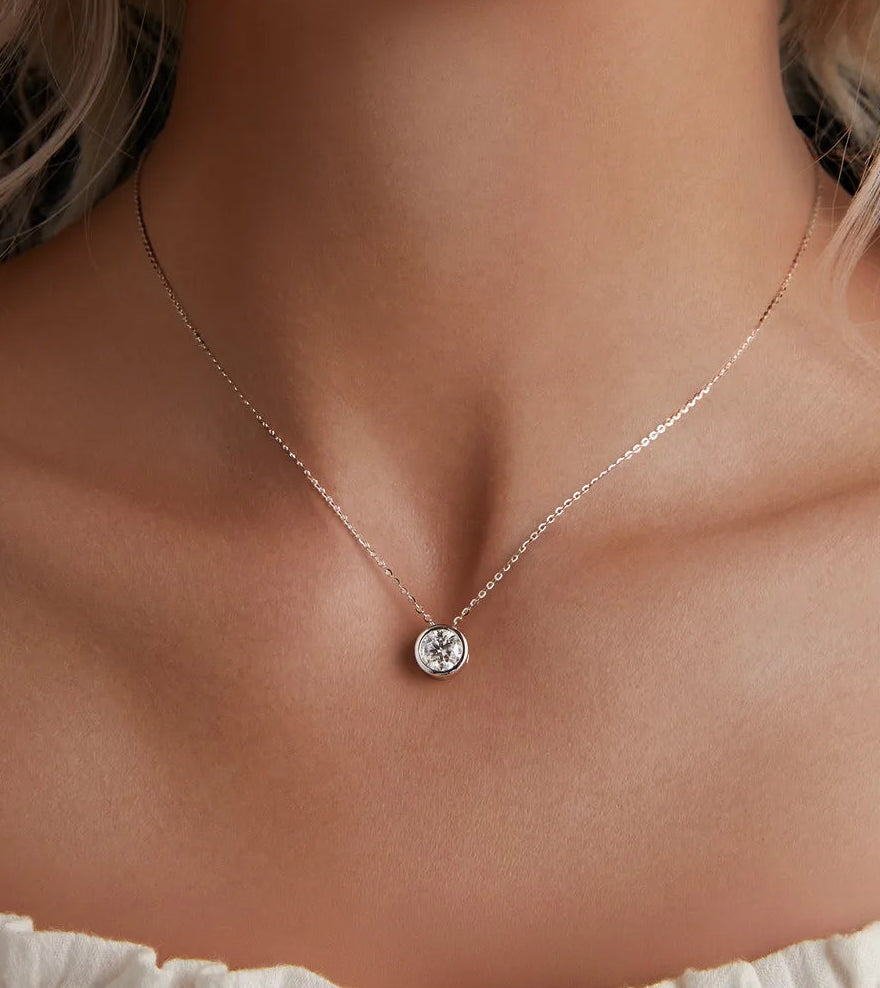 Moissanite Pendant Necklace 925 Sterling Silver Minimalist Jewelry