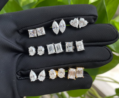 0.5-3ct Classic Full Moissanite Earrings S925 Silver Plated 18k Gold D Color VVS1 Moissanite Earrings