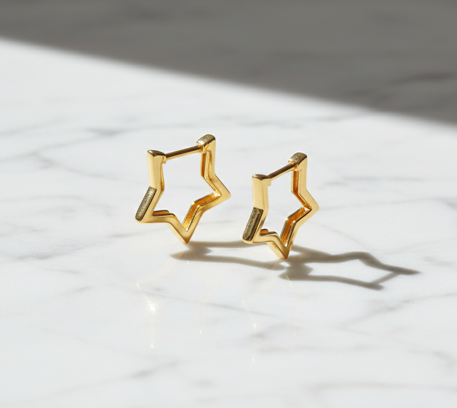 Hoop Earrings S925 Sterling Silver Plated  Gold 18Cts