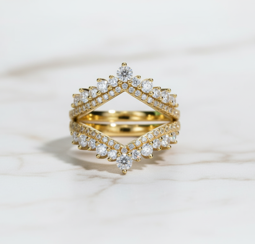 Rings 3mm D Color Moissanite Wedding Bands 18k Gold Plated 925 Sterling Silver. Bridal Ring Set