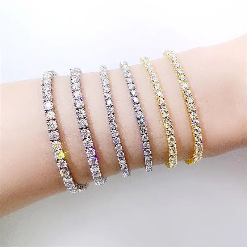 2-3-4-5mm Moissanite Tennis Bracelet S925 Sterling Silver For Women & Men