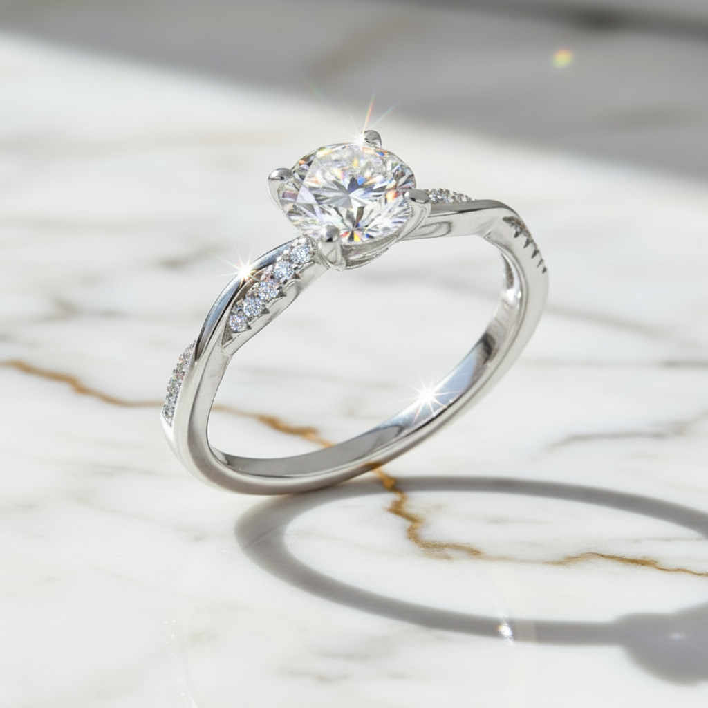 Élégance Infinie – Bague Solitaire Moissanite 1 Carat