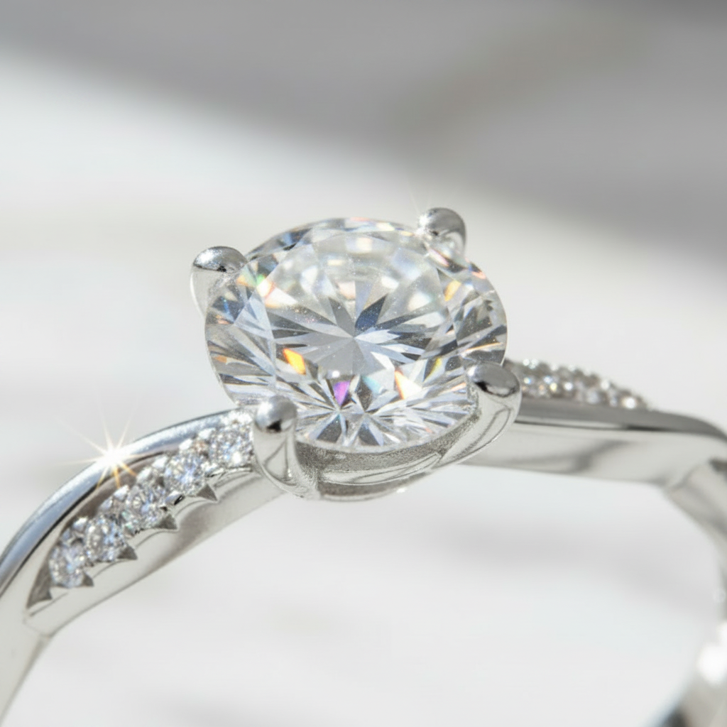 Élégance Infinie – Bague Solitaire Moissanite 1 Carat