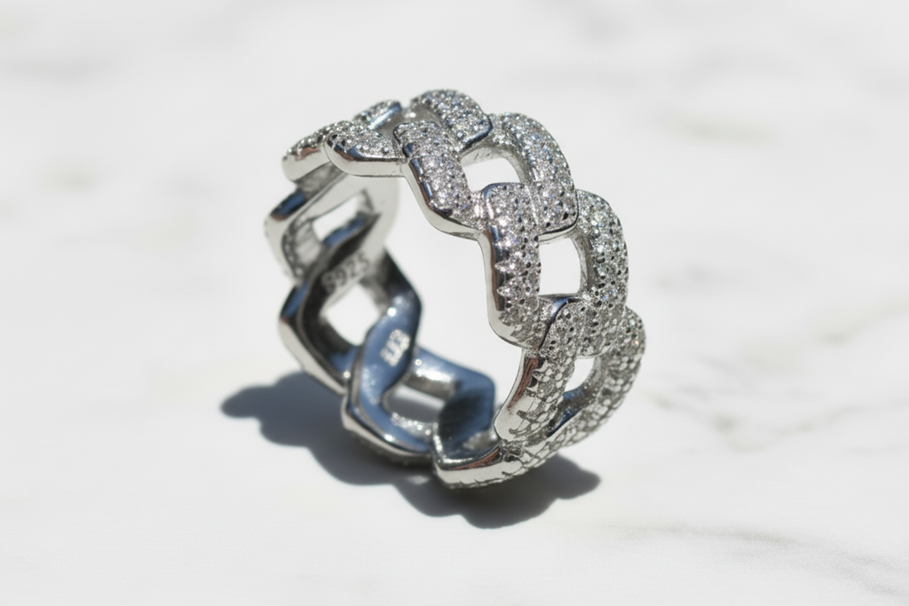 Full Moissanite Ring S925 Sterling Silver Plated White Gold For Men And Women