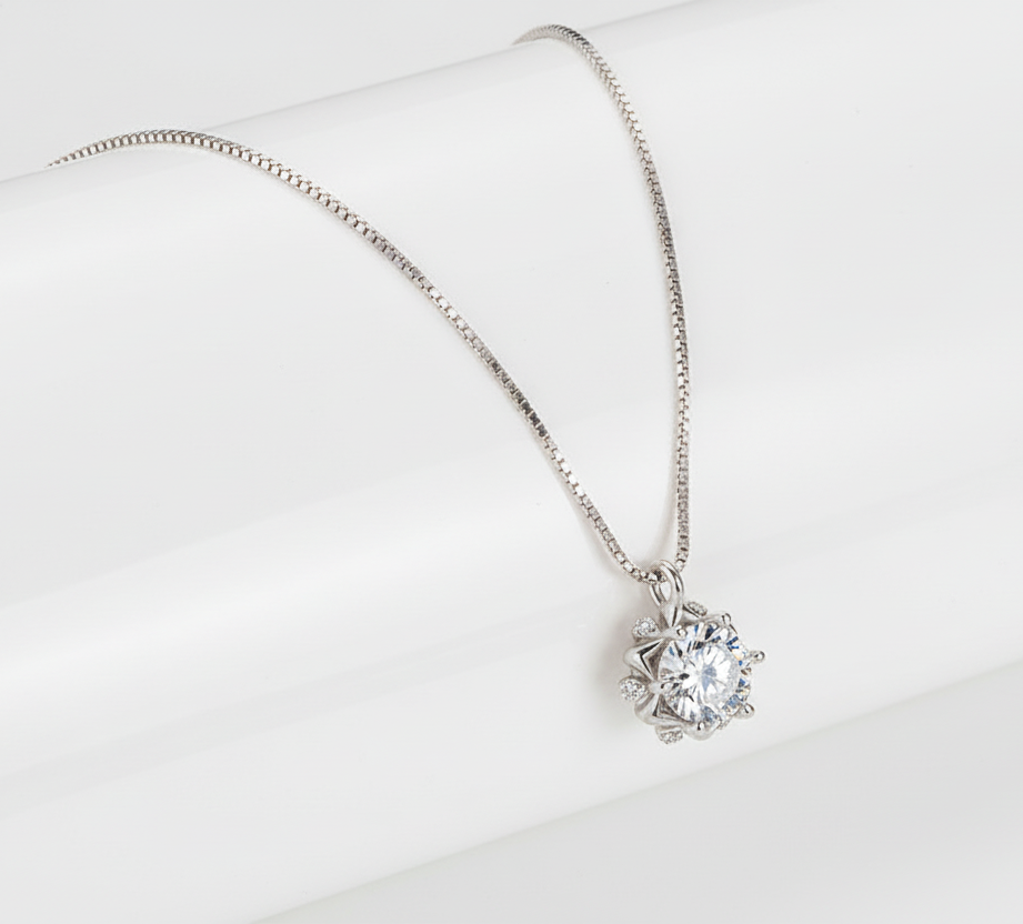 Moissanite Jewelry 4 Set For Women 925 Sterling Silver Plated White Gold