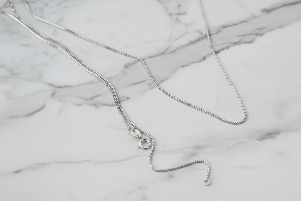 Silver Chain Necklace, 0.8mm Box Chain Super Thin & Strong Basic Chain