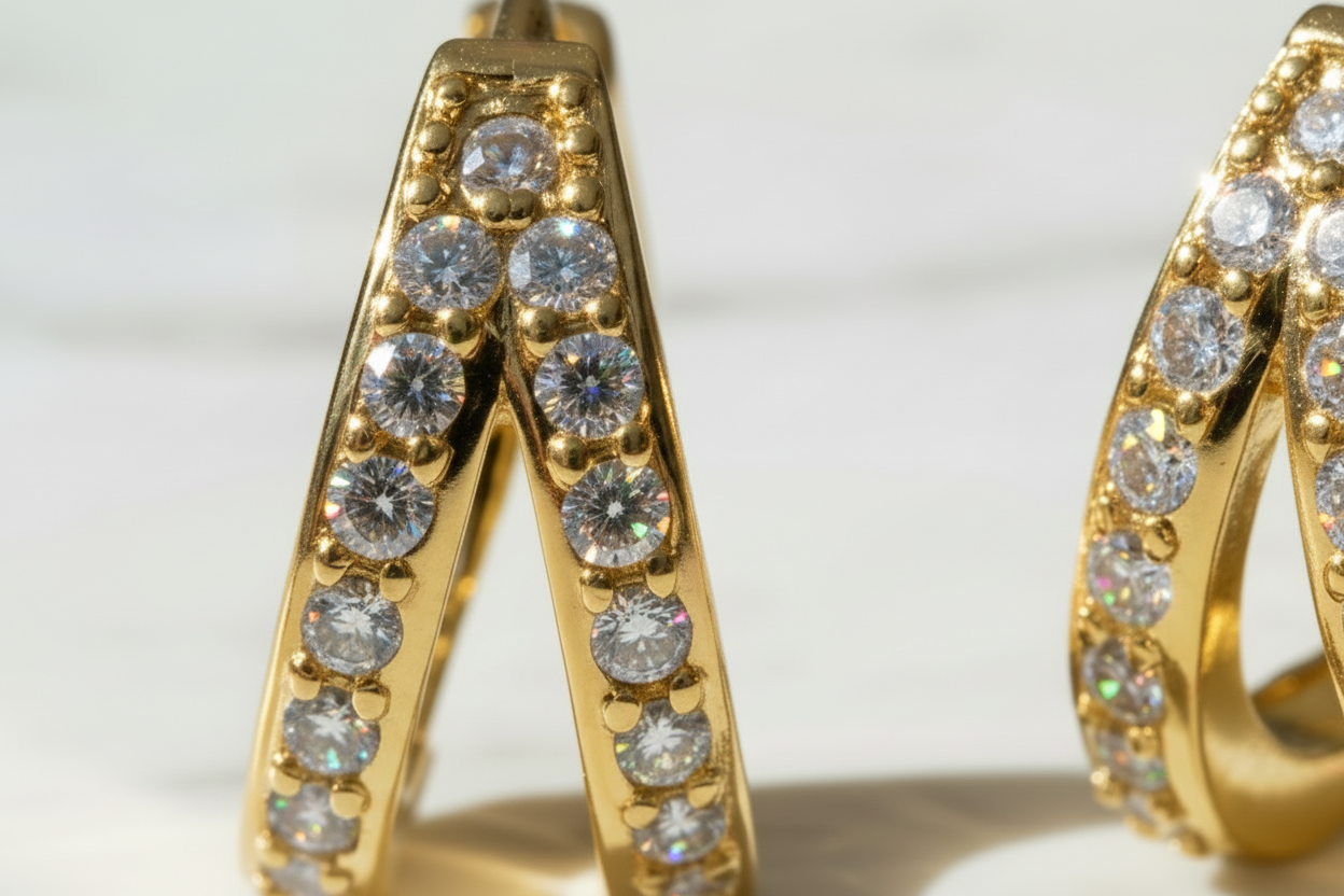 Hoop Earrings S925 Sterling Silver Plated  Gold 18Cts