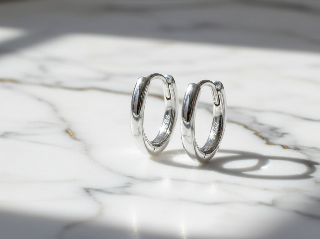 Minimalist Huggie Hoop Earrings, 18K Gold Plated