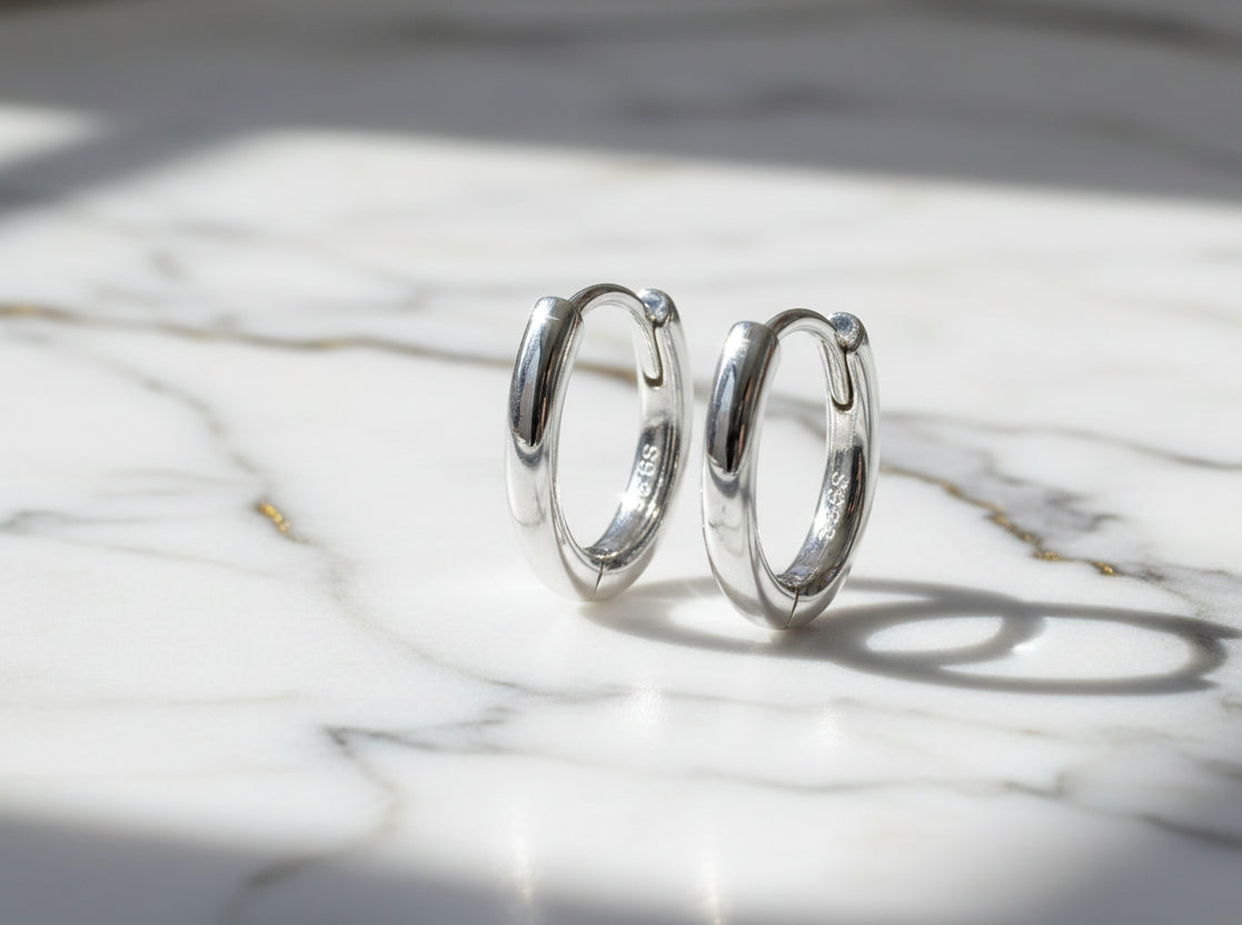Minimalist Huggie Hoop Earrings, 18K Gold Plated
