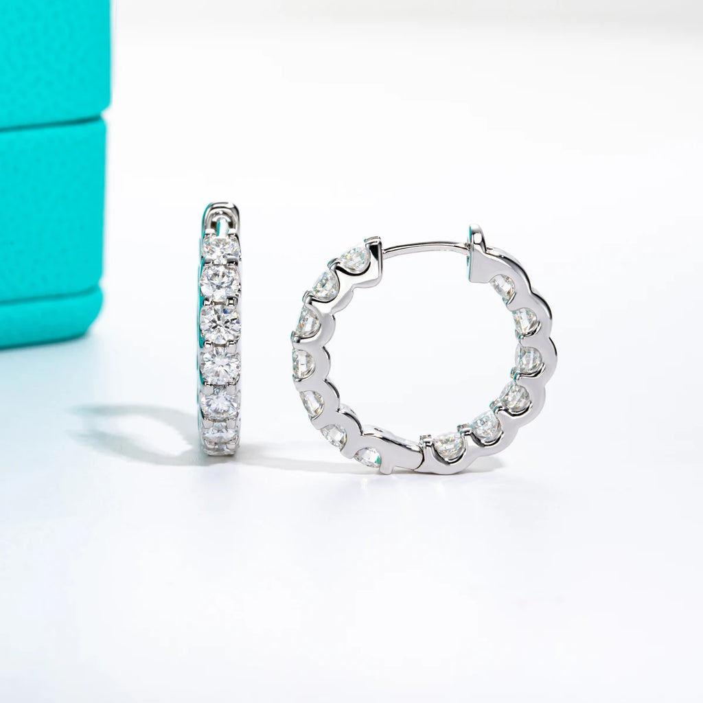 Créoles Éclat Absolu – Moissanite Pavée sur Argent Sterling 925