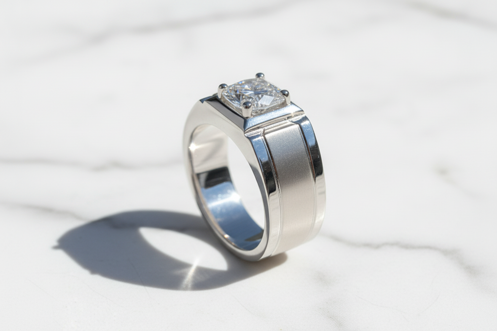 Moissanite Ring 925 Sterling Silver. Classic Round Cut.
