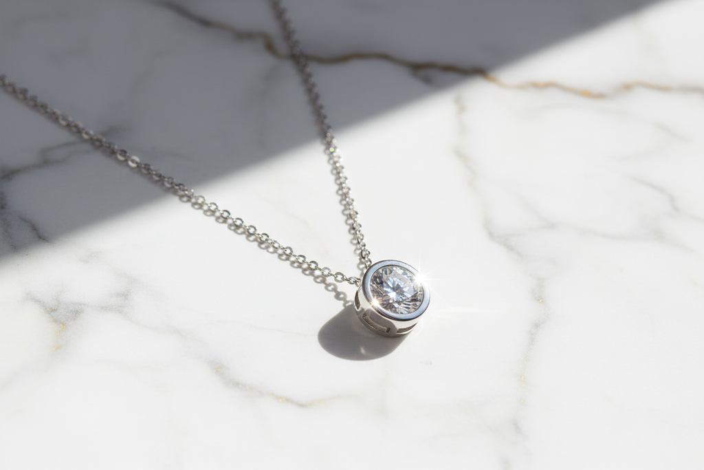 Moissanite Pendant Necklace 925 Sterling Silver Minimalist Jewelry