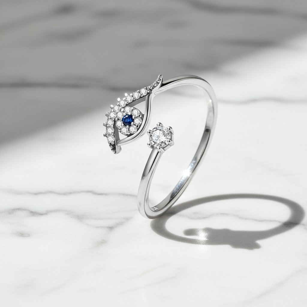 Adjustable Rings 925 Sterling Silver And Zircon Open Size Rings. Plated Gold 18 Carats.