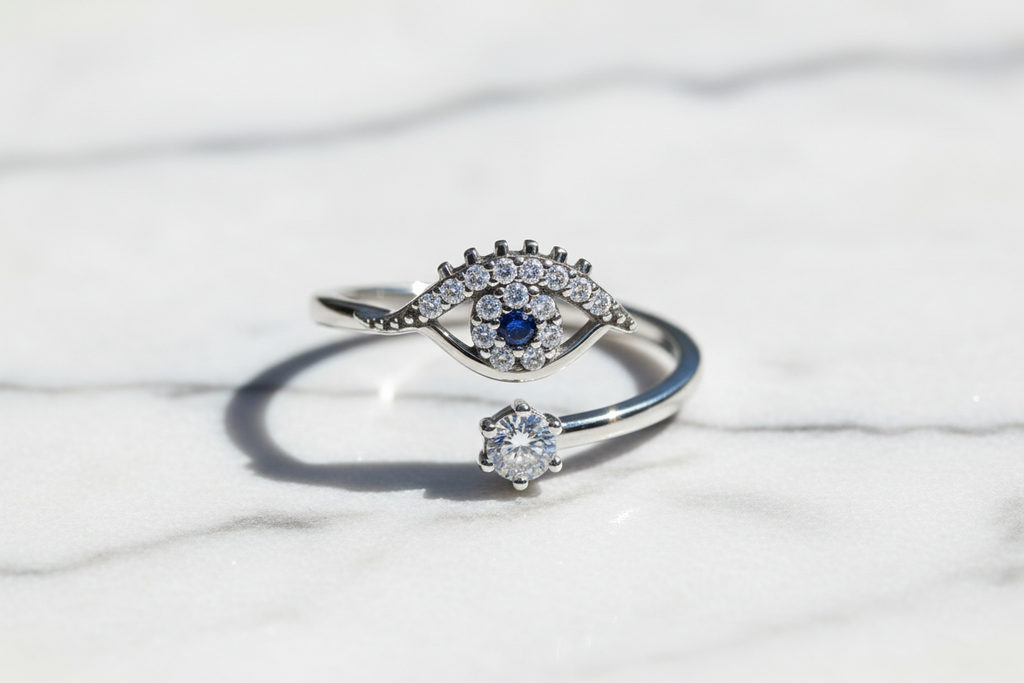 Adjustable Rings 925 Sterling Silver And Zircon Open Size Rings. Plated Gold 18 Carats.