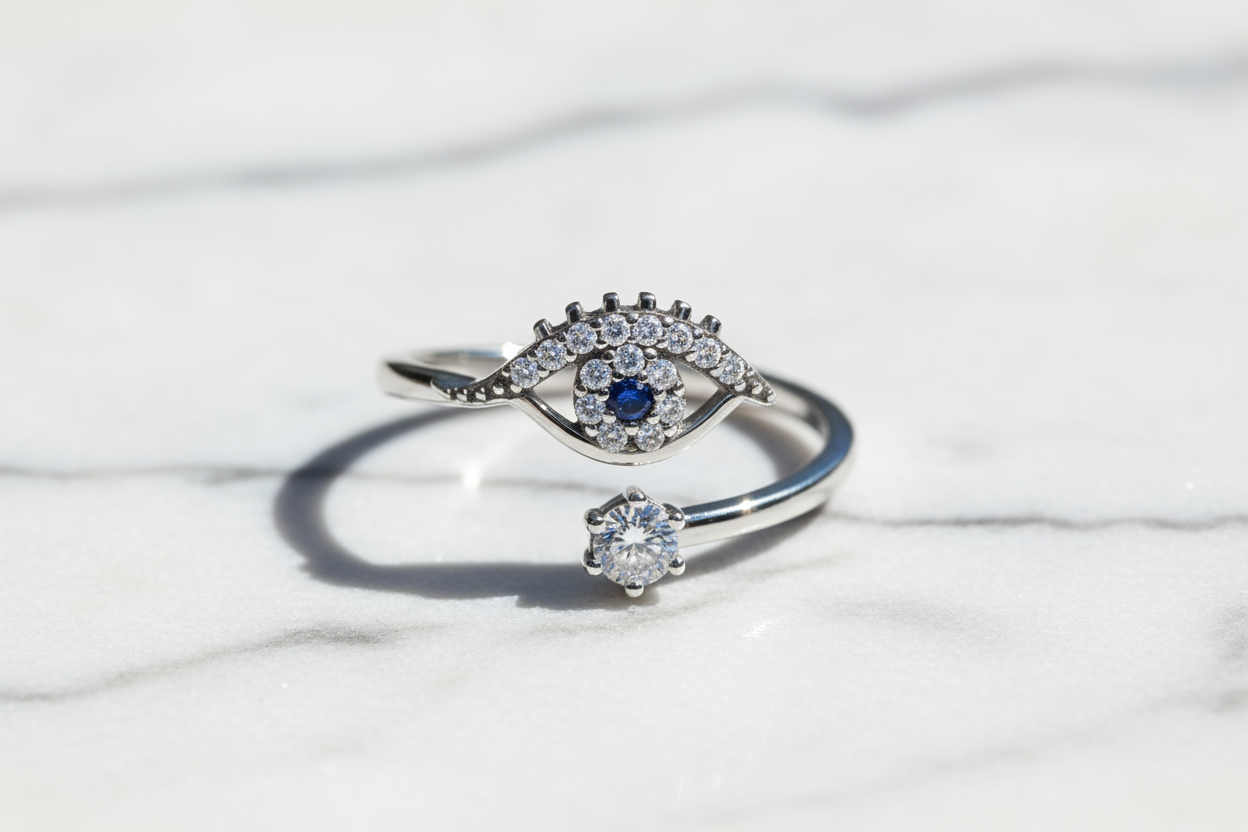 Adjustable Rings 925 Sterling Silver And Zircon Open Size Rings. Plated Gold 18 Carats.