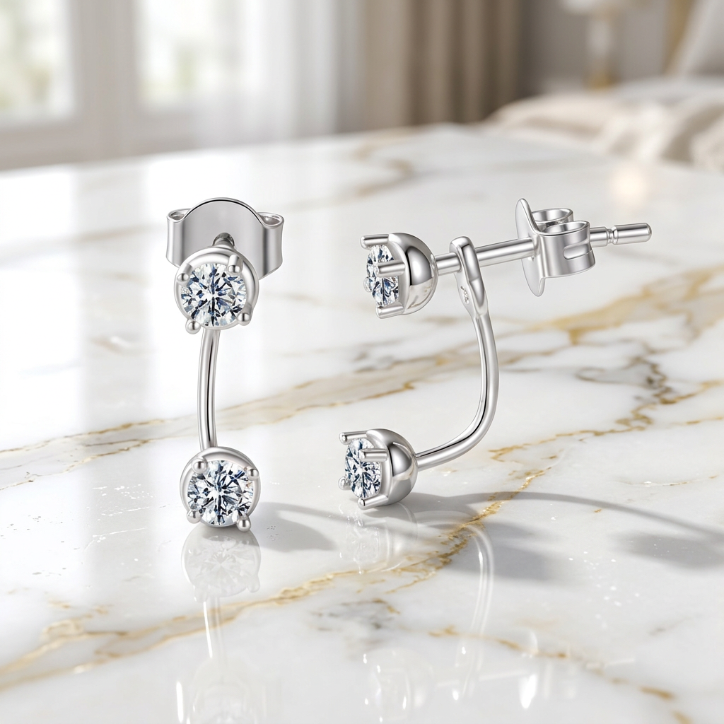 Double Moissanite Stud Earrings