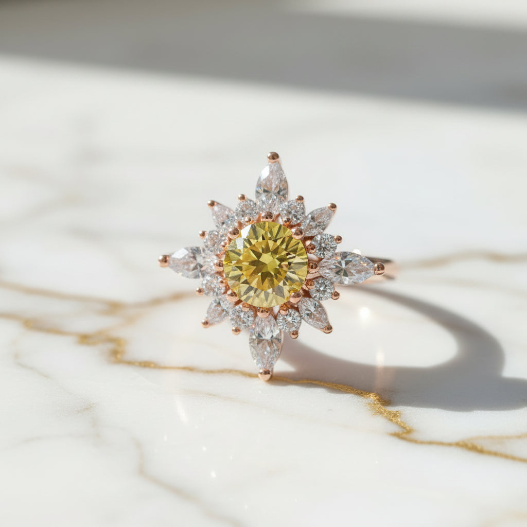 2 Carat Flower Design Moissanite Engagement Ring S925 Sterling Silver
