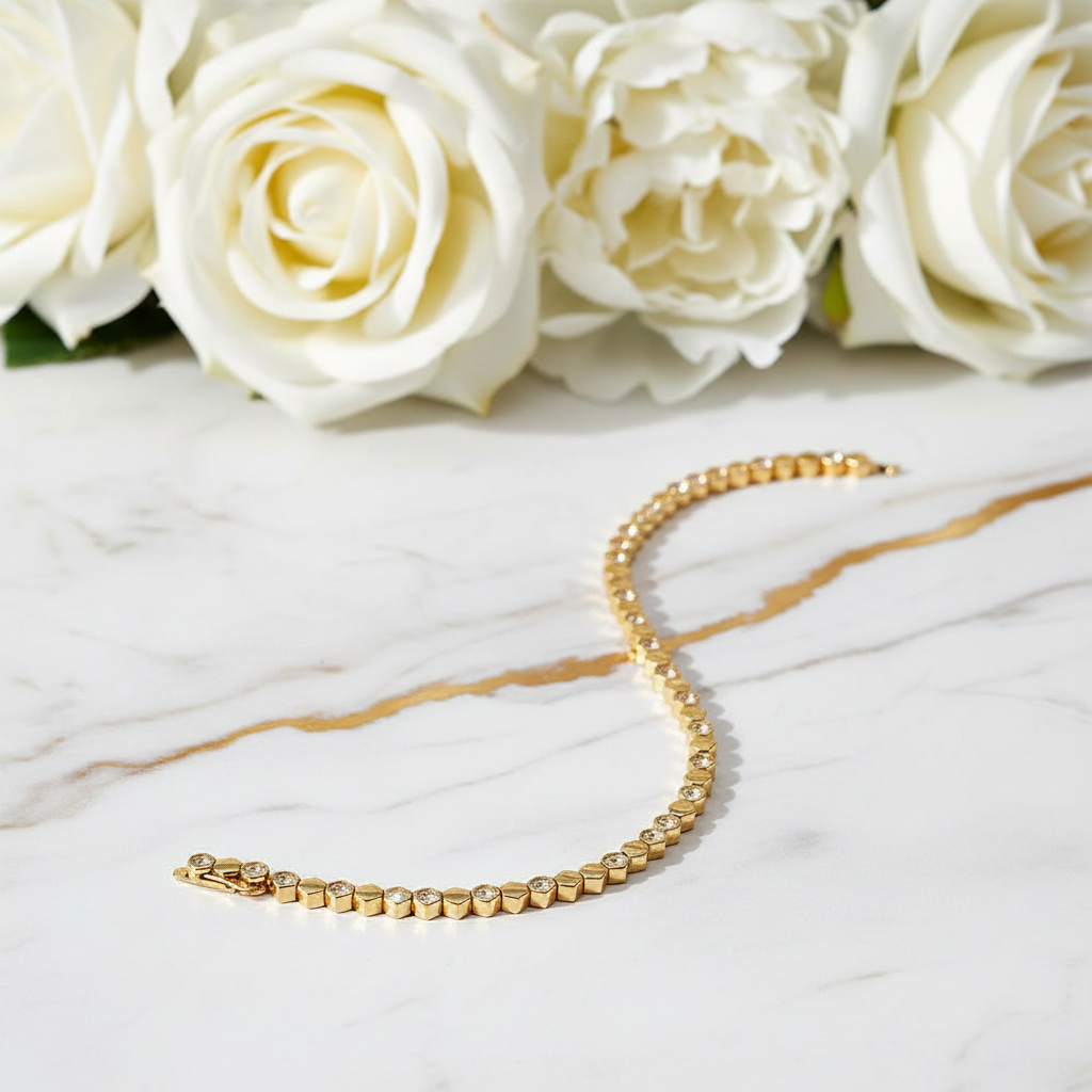 Moissanite Hexagon Bracelet- Sterling Silver S925