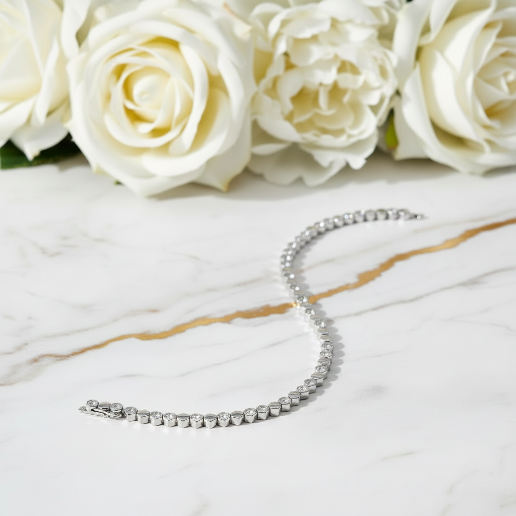 Moissanite Hexagon Bracelet- Sterling Silver S925