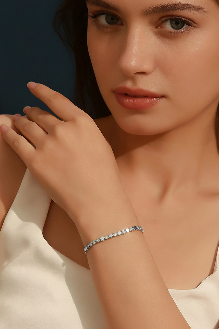 Moissanite Hexagon Bracelet- Sterling Silver S925