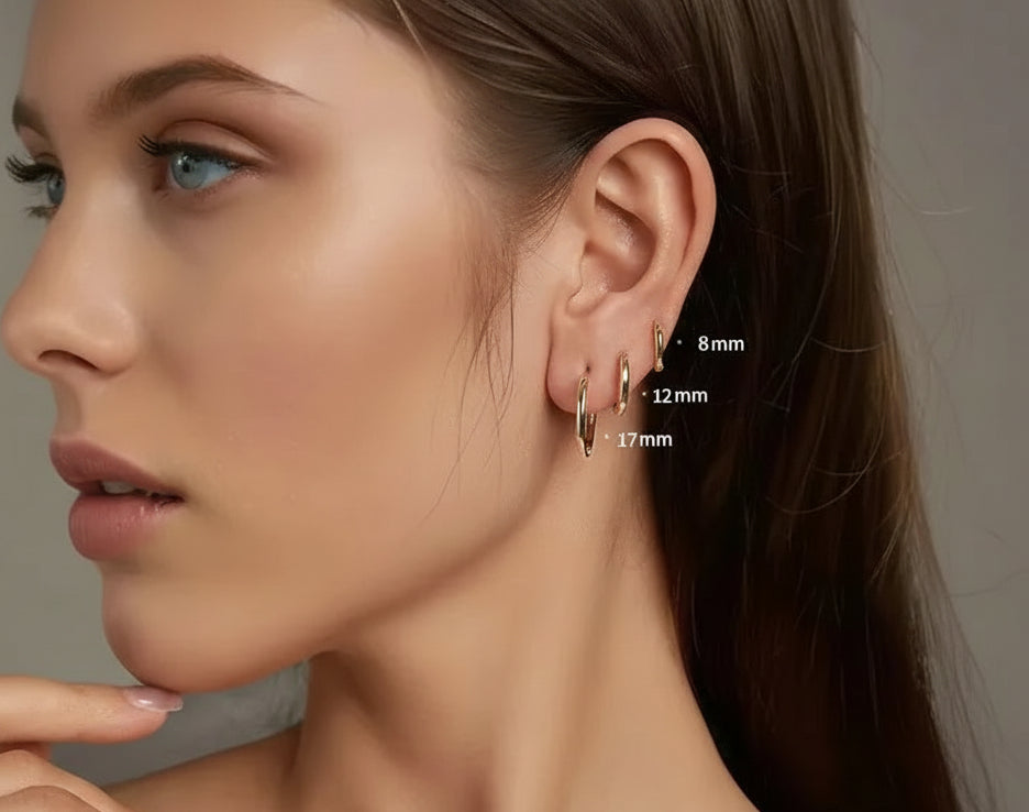 Minimalist Huggie Hoop Earrings, 18K Gold Plated