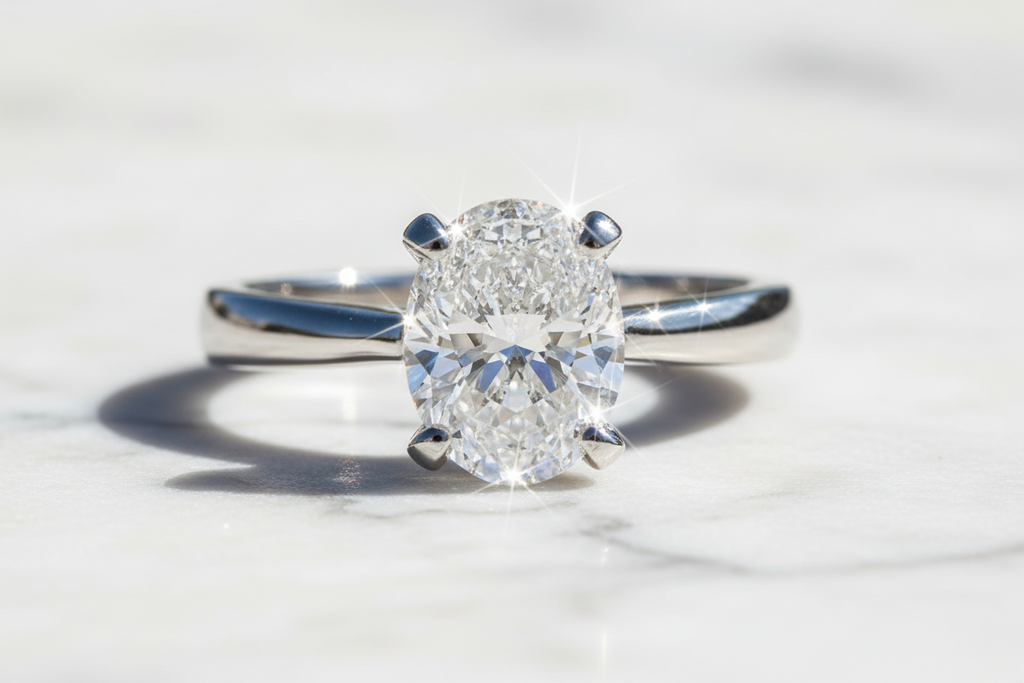 1-2-3 Carats Moissanite Oval Engagement Ring 925 Sterling  Silver