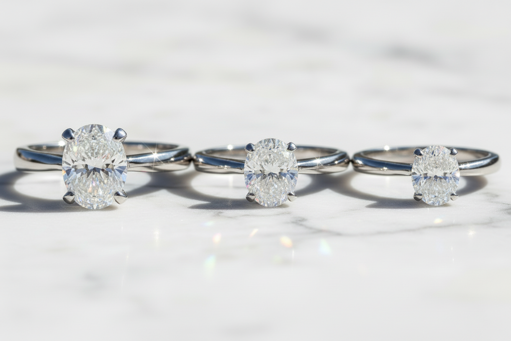 1-2-3 Carats Moissanite Oval Engagement Ring 925 Sterling  Silver