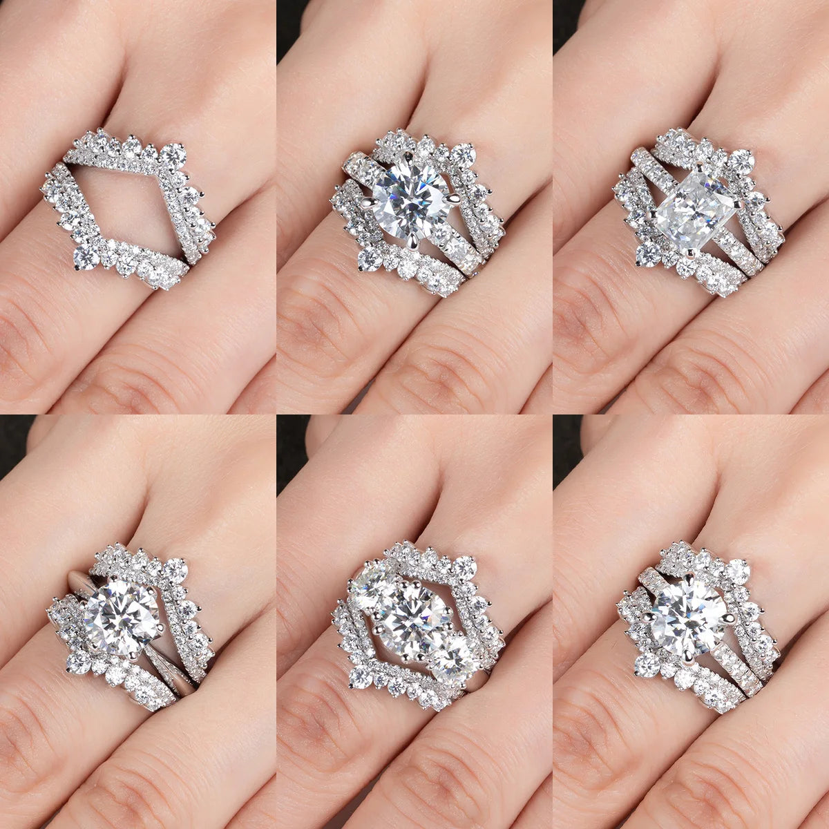 Rings 3mm D Color Moissanite Wedding Bands 18k Gold Plated 925 Sterling Silver. Bridal Ring Set