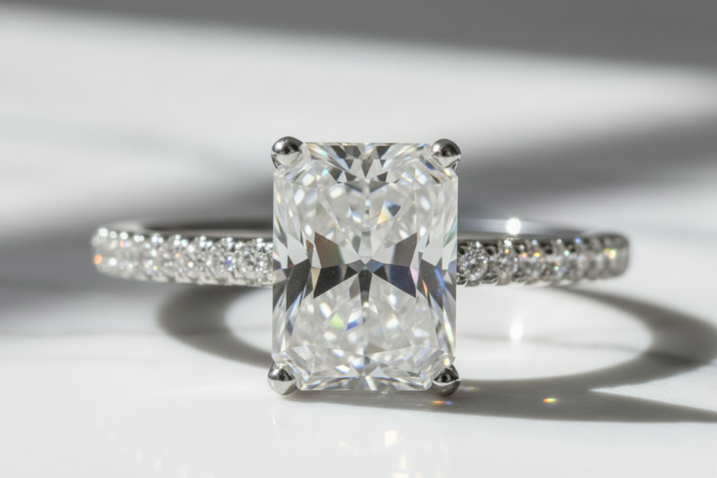 Bague Éternelle Élégance – Moissanite Taille Émeraude sur Argent Sterling 925