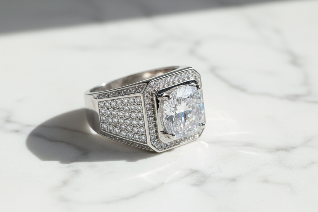 Moissanite Ring 925 Sterling Silver. Classic Round Cut.