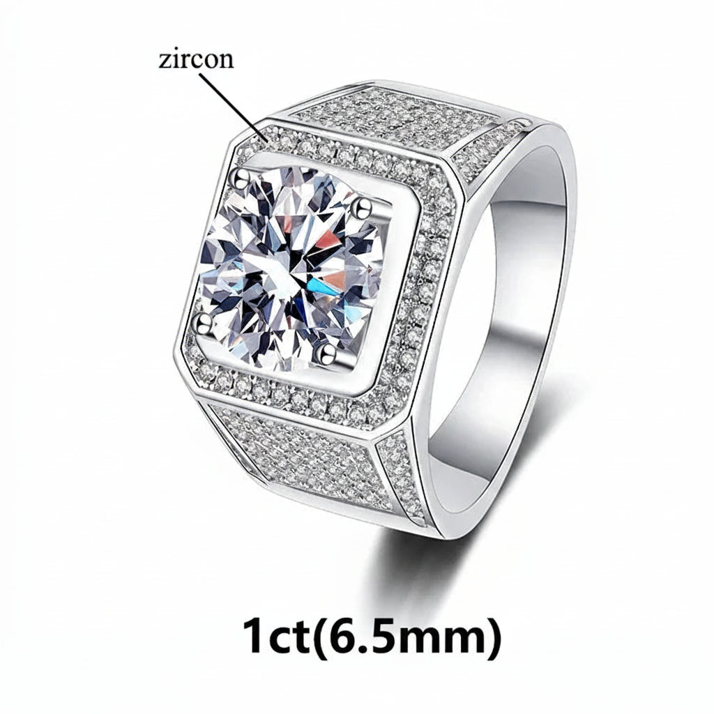 Moissanite Ring 925 Sterling Silver. Classic Round Cut.